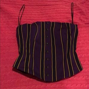 Purple Wool Striped Bustier Top